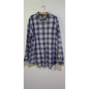 Foundry Men's Shirt 2XLT Tall Gray White Red Black Plaid - Cotton Pocket VGUC